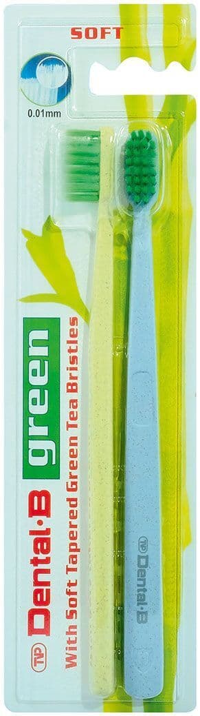 Dental-B Green with Soft Tapered Green Tea Bristles Soft 2pcs