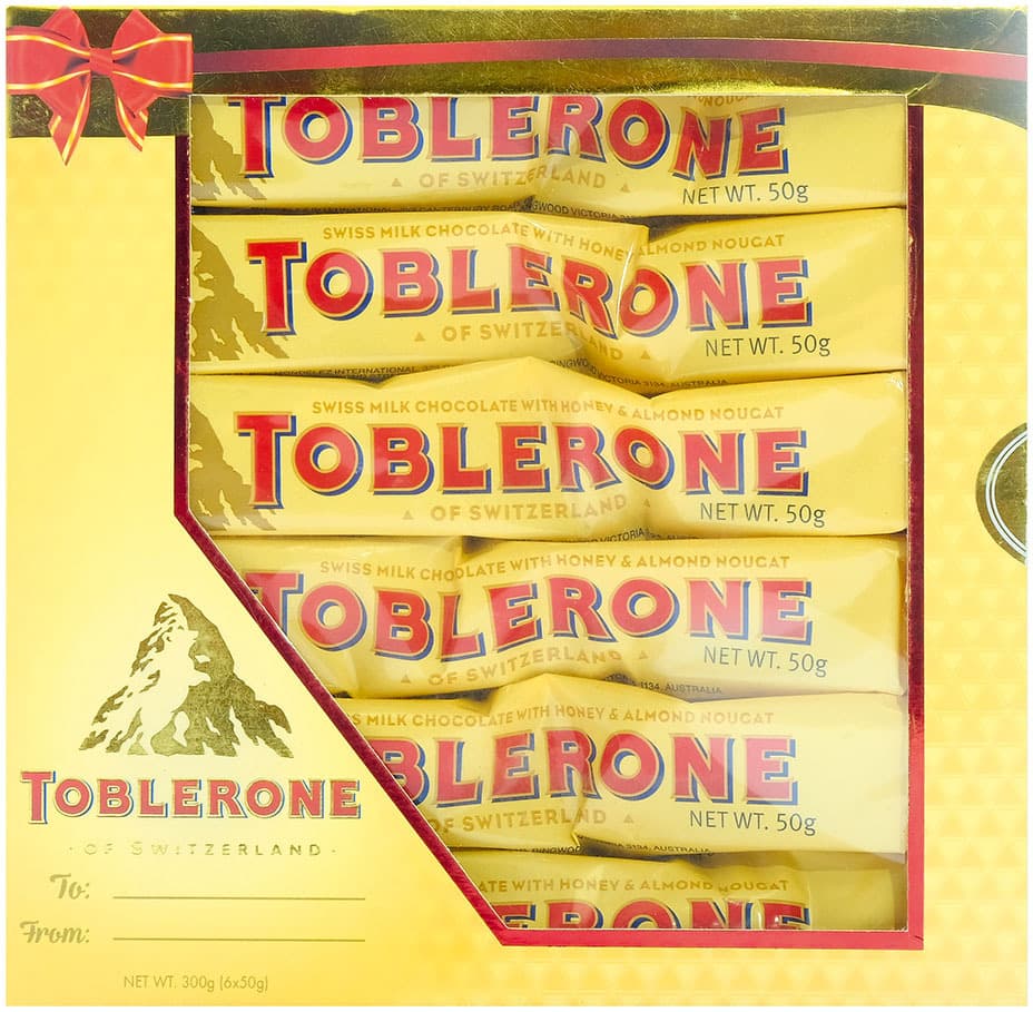 Toblerone Swiss Milk Chocolate with Honey & Almond Nougat (6 Packs x 50g)