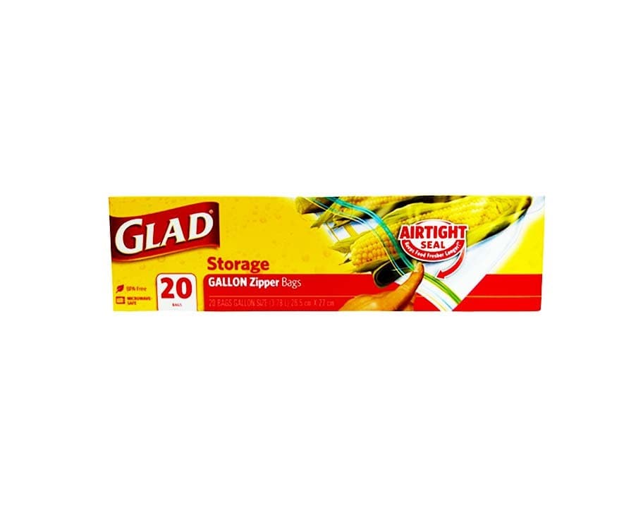 Glad Storage Gallon Zipper Bags Airtight Seal 20 Bags Gallon Size (3.78L) 26.5cm x 27cm