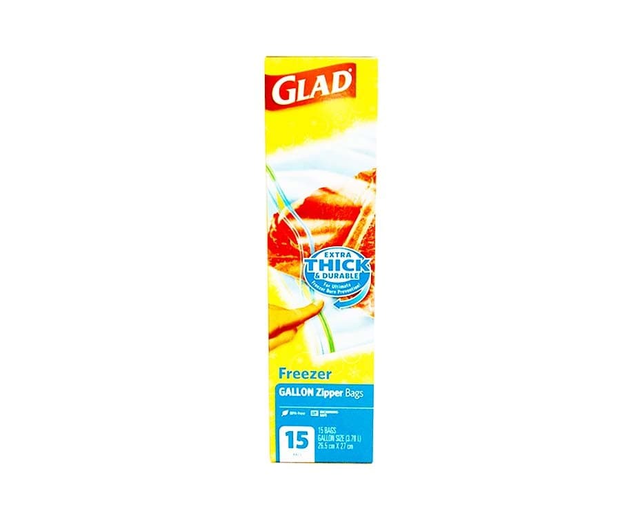 Glad Freezer Gallon Zipper Bags Extra Thick & Durable 15 Bags