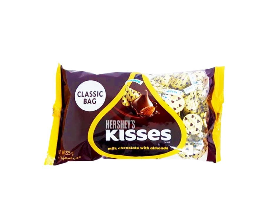 Hershey's Kisses Milk Chocolate With Almonds Classic Bag 226g
