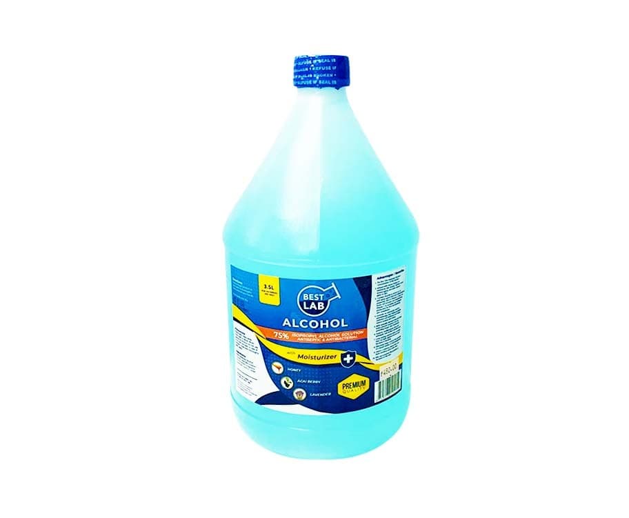 Best Lab Alcohol 75% Isopropyl Alcohol Solution Antiseptic & Antibacterial with Moisturizer 3.5L