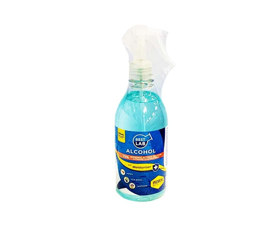Best Lab Alcohol 75% Isopropyl Alcohol Solution Antiseptic & Antibacterial with Moisturizer 500mL
