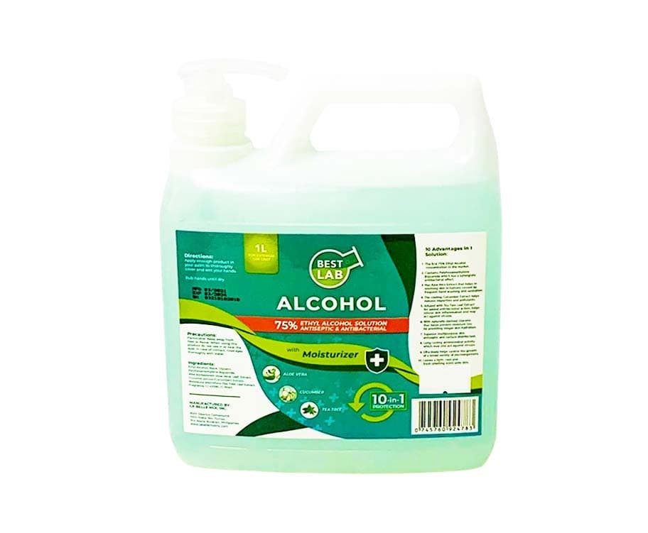 Best Lab 75% Ethyl Alcohol Solution Antiseptic & Antibacterial with Moisturizer 1L