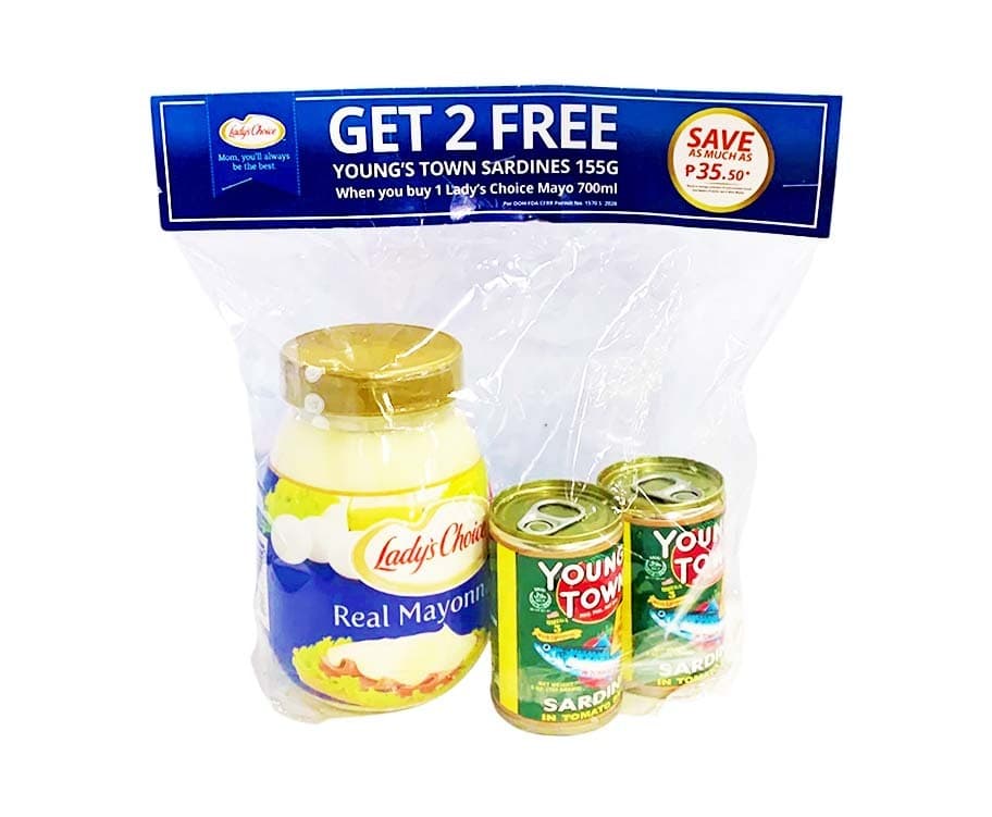 Lady’s Choice Real Mayonnaise 700mL + Young’s Sardines In Tomato Sauce (2 Packs x 155g)