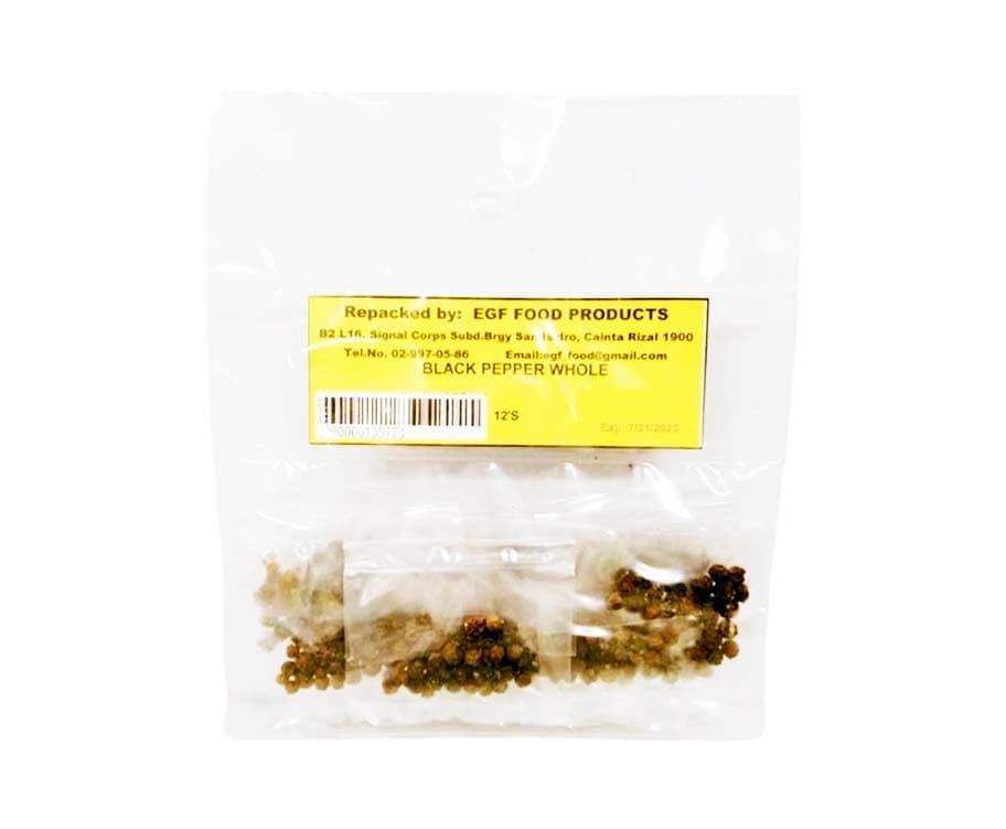 EGF Food Products Black Pepper Whole (12 Pieces)