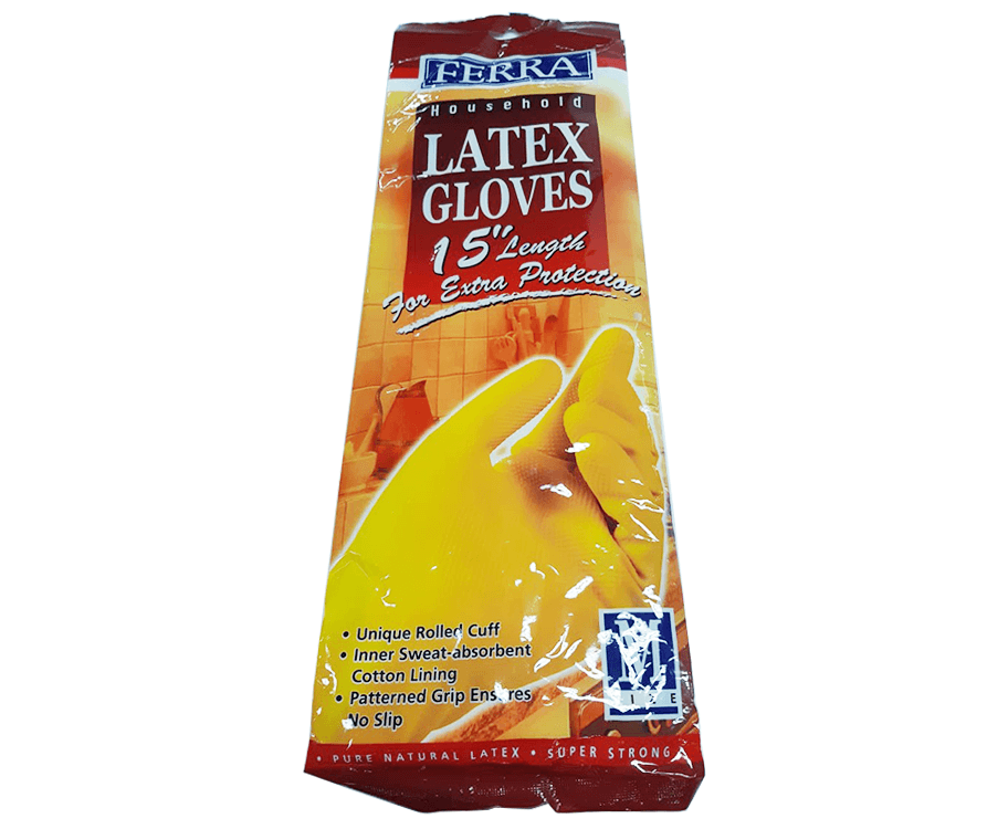 Ferra Household Latex Gloves 15" Length Medium