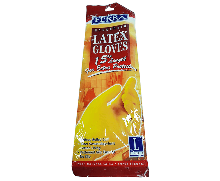 Ferra Household Latex Gloves 15" Length Large