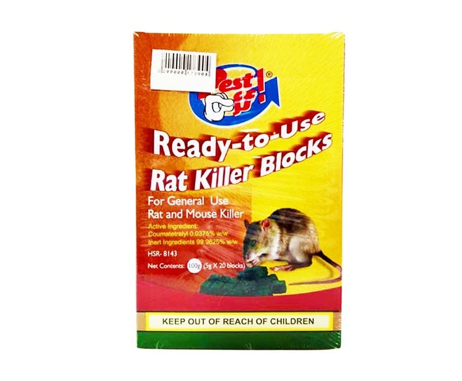 Pest Off! Ready-to-Use Rat Killer Blocks (20 Blocks x 5g) 100g