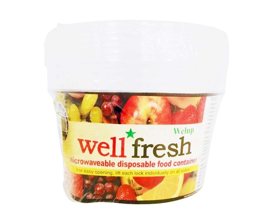 Welup Well Fresh Microwavable Disposable Food Container Round 500mL 5 Pieces