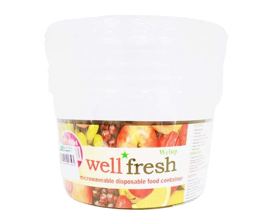 Welup Well Fresh Microwaveable Disposable Food Container Round 1000mL 5 Pieces
