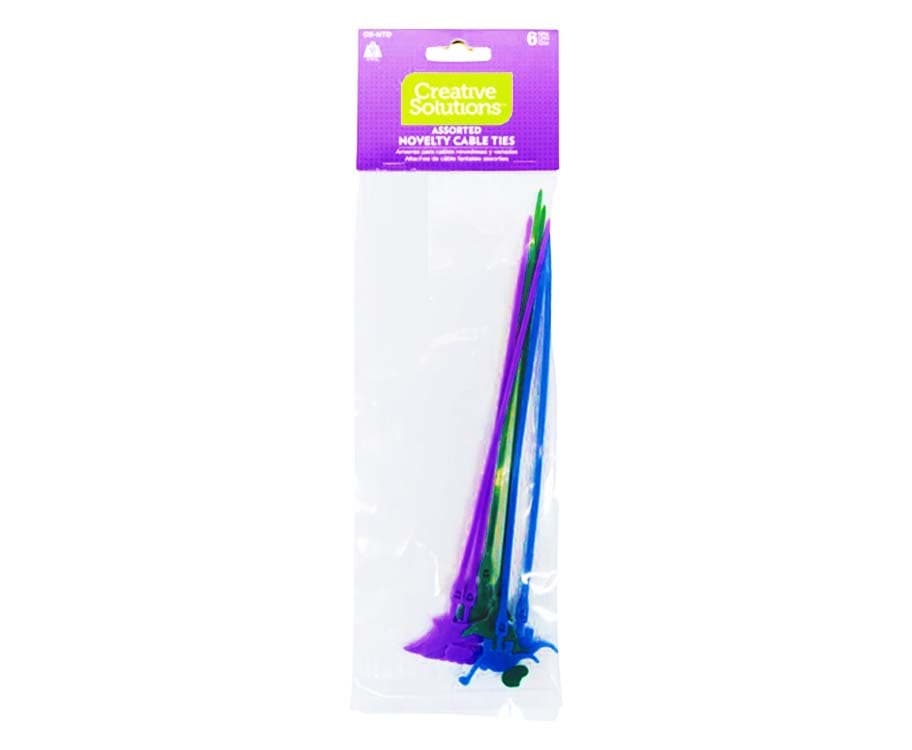 Creative Solutions Assorted Dino Cable Ties 6pcs.