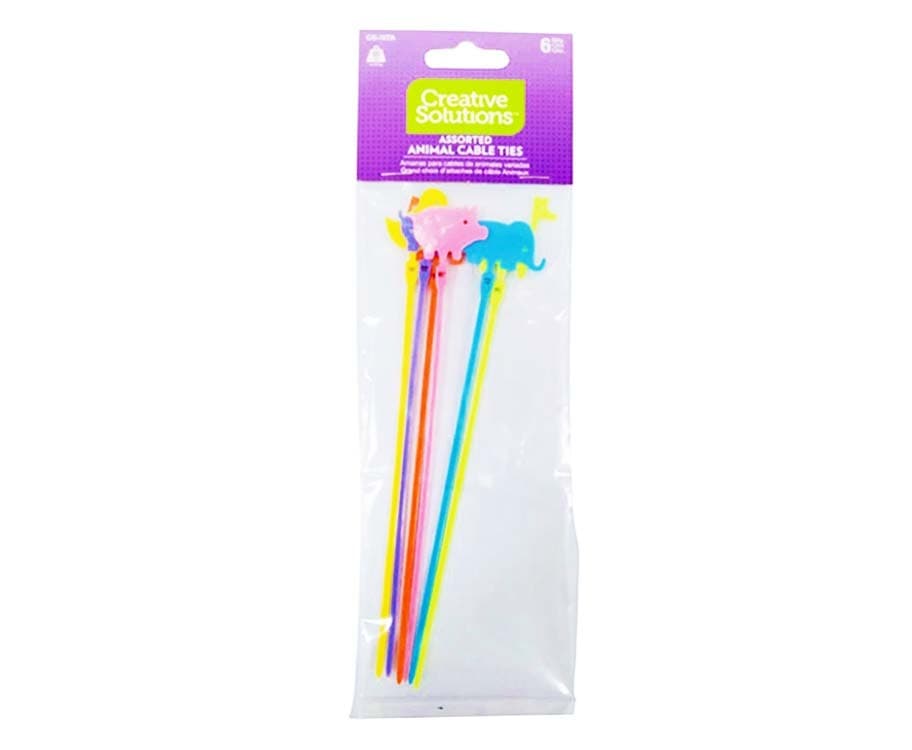 Creative Solutions Assorted Animal Cable Ties 6pcs.
