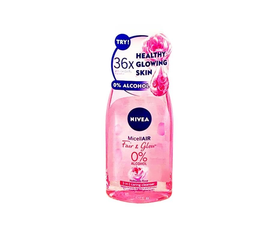 Nivea MicellAIR Fair & Glow 0% Alcohol Hokkaido Rose 3-in-1 Caring Cleanser 125mL