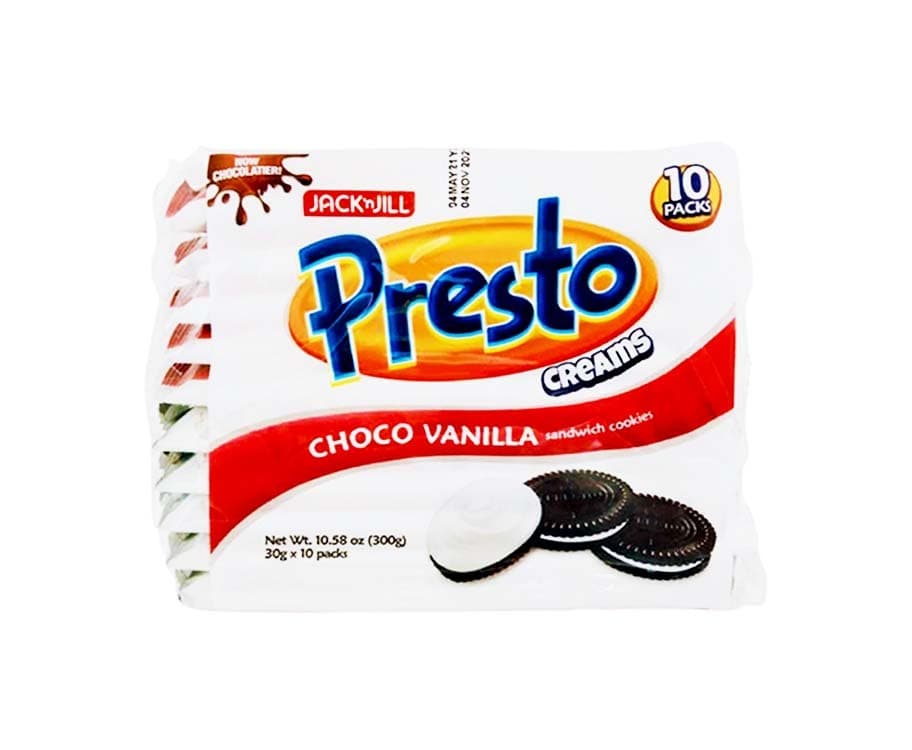 Jack 'n Jill Presto Creams Choco Vanilla Sandwich Cookies (10 Packs x 30g) 300g
