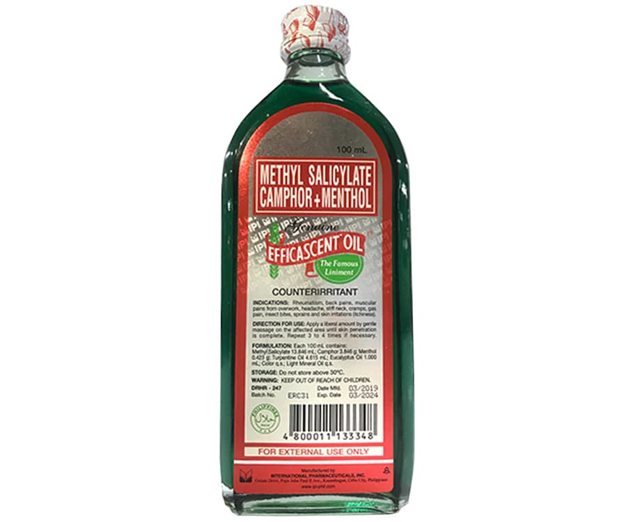 Methyl Salicylate Camphor+Menthol Efficascent Oil Counterirritant 100mL