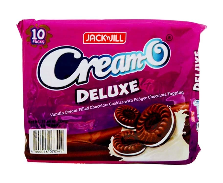 Jack 'n Jill Cream-O Deluxe Vanilla Cream-Filled Chocolate Cookies with Fudgee Chocolate Topping (10 Packs x 33g)