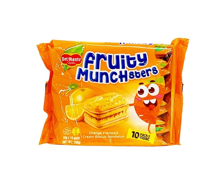 Del Monte Fruity Munchsters Orange Flavored Cream Biscuit Sandwich (10 Packs x 26g) 260g