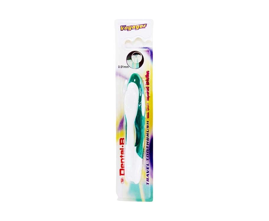Dental-B Voyager Travel Toothbrush with Soft Tapered Bristles Green