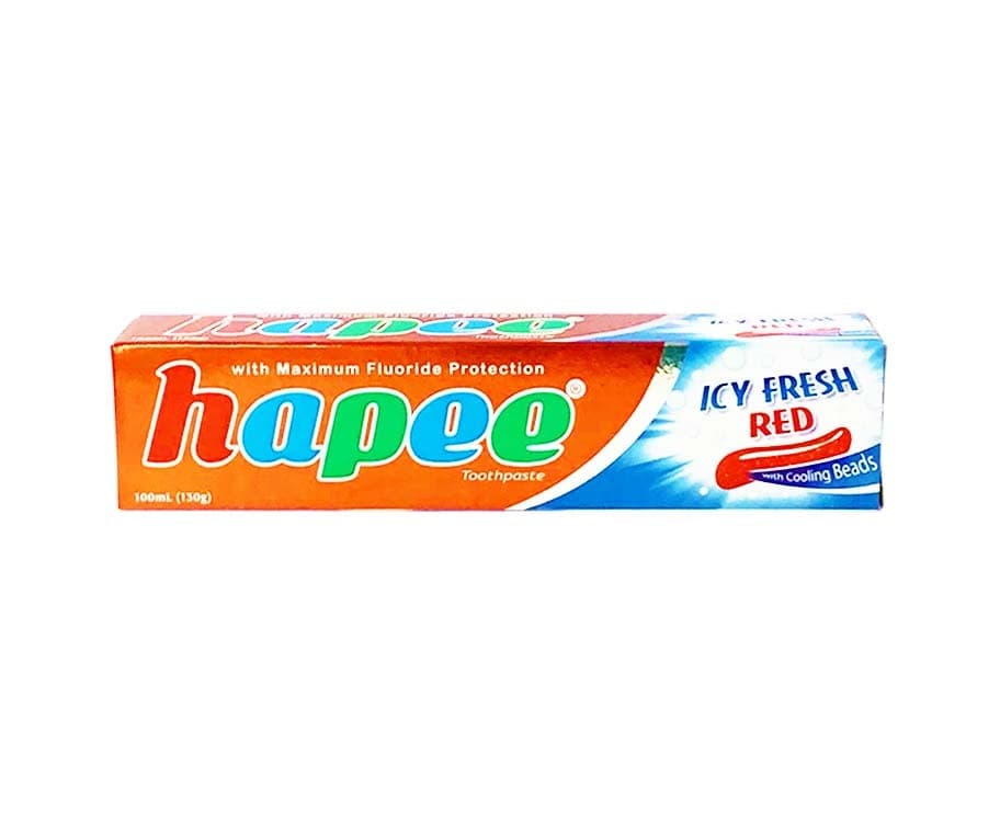 Hapee Toothpaste with Maximum Flouride Protection Icy Fresh Red with Cooling Beads 100mL (130g)