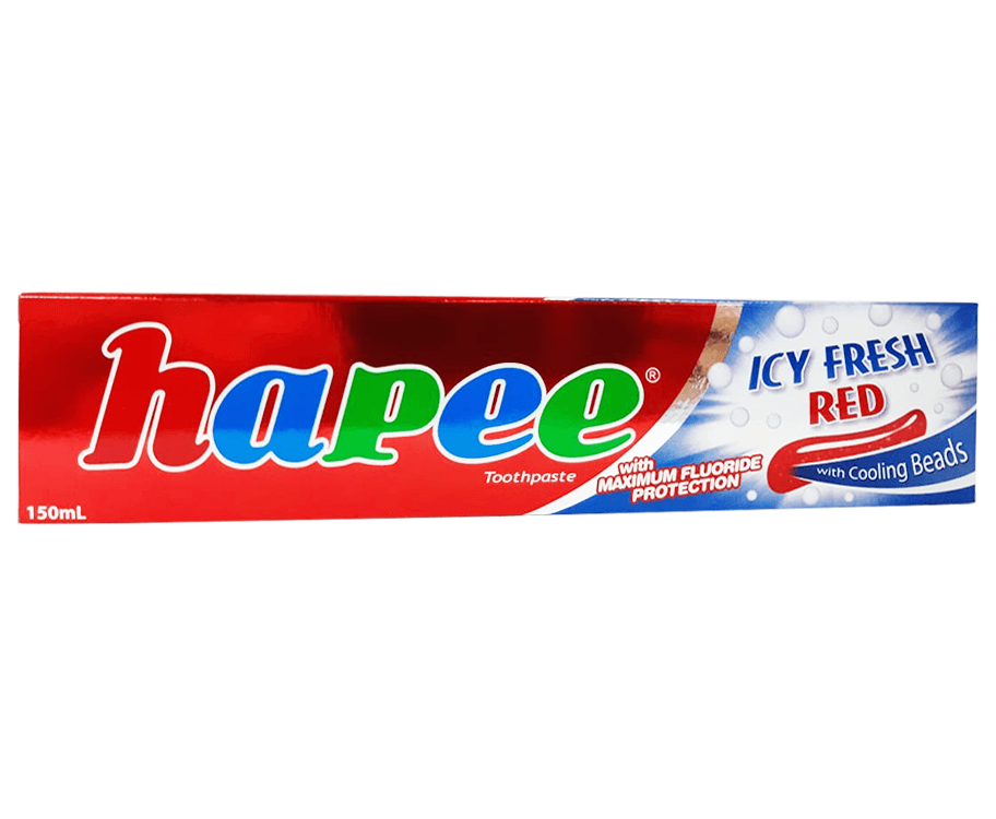 Hapee Toothpaste with Maximum Fluoride Protection Icy Fresh Red with Cooling Beads 150mL(195g)