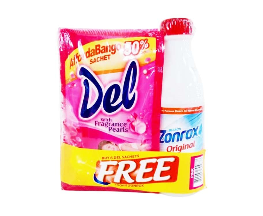 Del Pink with Fragrance Pearls (6 Packs x 33mL) + Free Zonrox 100mL