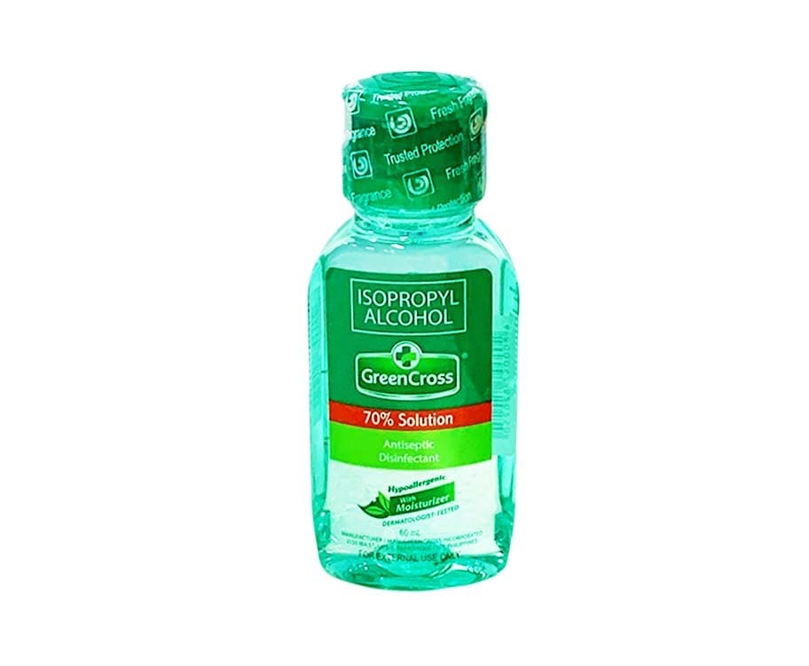 Green Cross Isopropyl Alcohol 70% Solution Antiseptic Disinfectant Hypoallergenic with Moisturizer 60mL