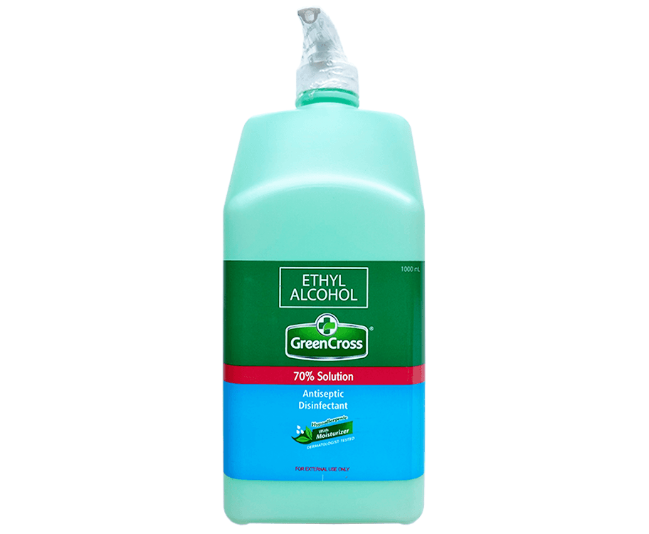 Green Cross Ethyl Alcohol 70% Solution Antiseptic Disinfectant Hypoallergenic with Moisturizer 1000mL