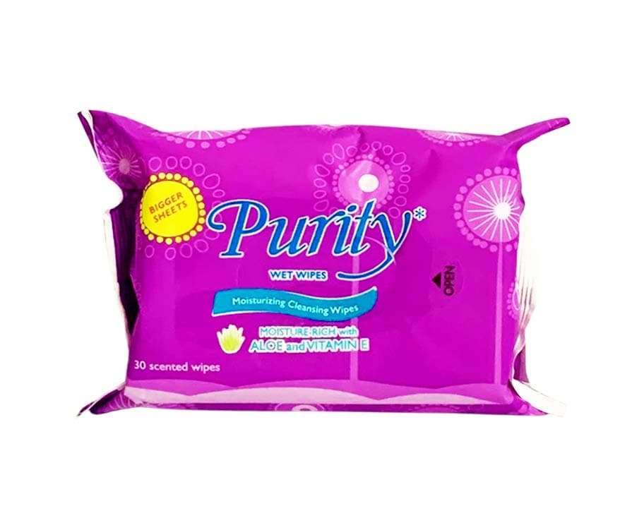 Purify Wet Wipes Moisturizing Cleansing Wipes Moisture-Rich with Aloe and Vitamin E 30 Scented Wipes