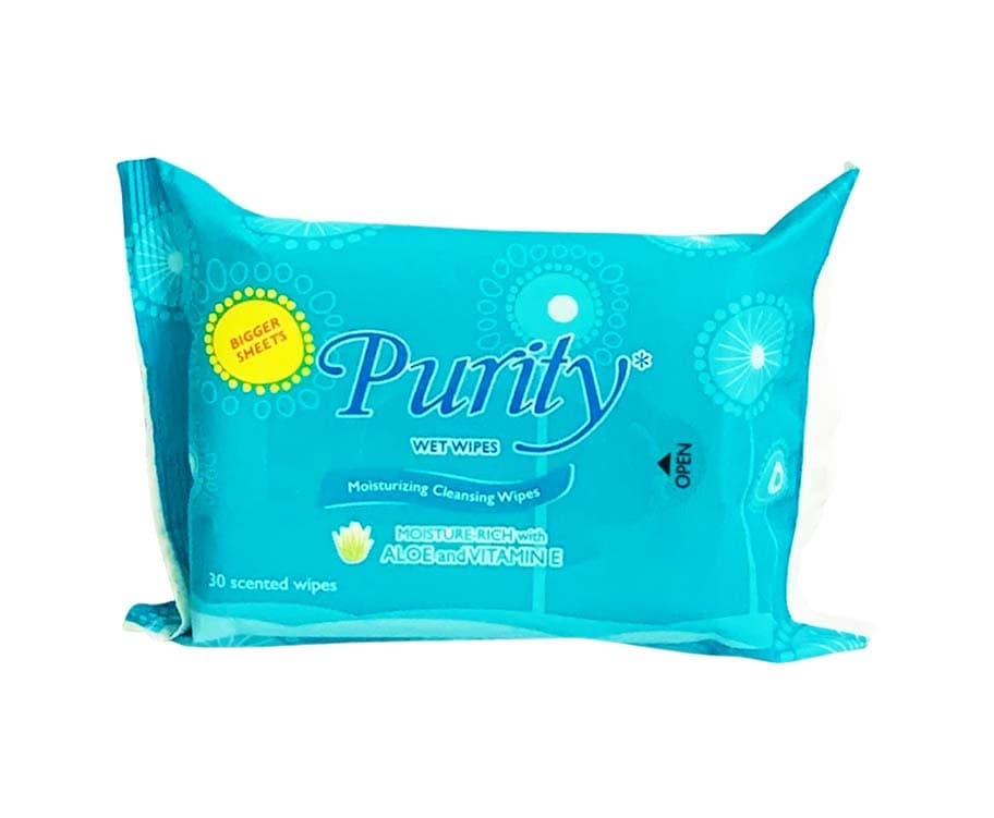 Purify Wet Wipes Moisturizing Cleansing Wipes Moisture-Rich with Aloe and Vitamin E 30 Scented Wipes