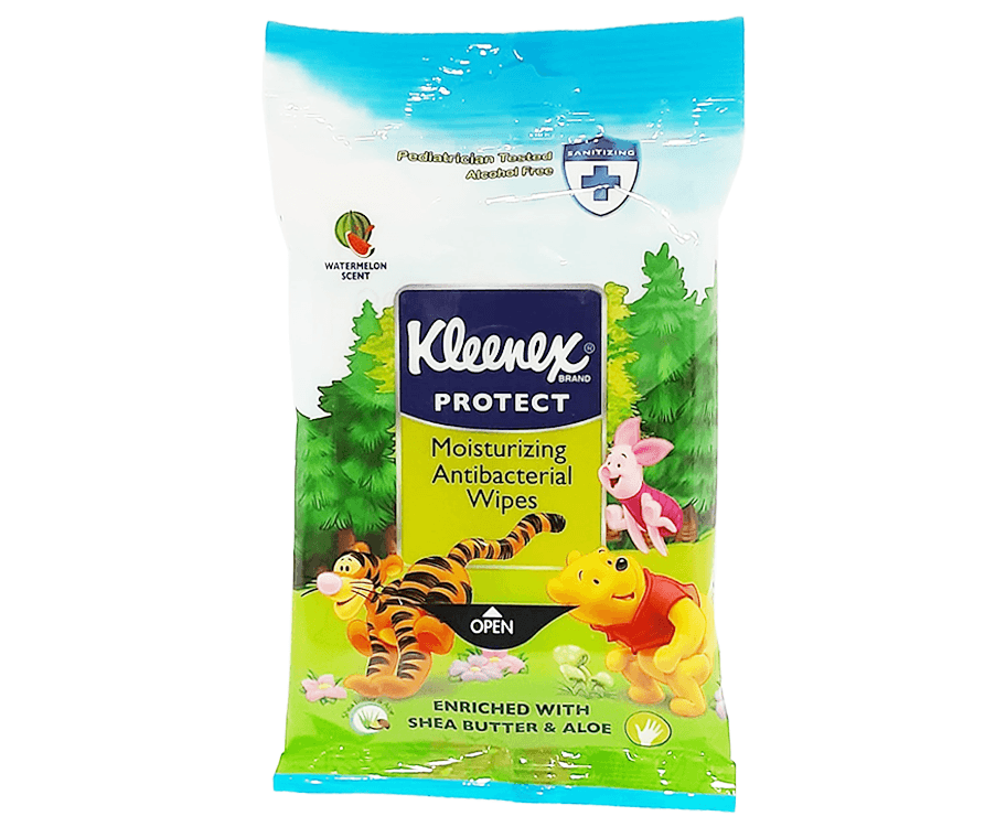 Kleenex Protect Moisturizing Antibacterial Wipes Watermelon Scent 10 Sheets