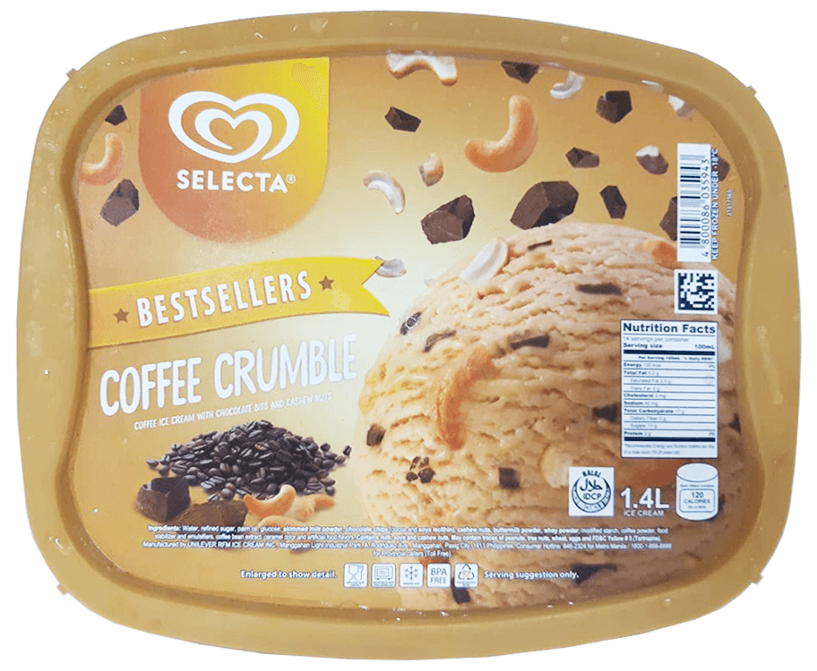 Selecta Bestsellers Coffee Crumble Coffee Ice Cream with Chocolate Bits and Cashew Nuts 1.4L