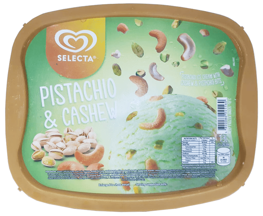 Selecta Pistachio & Cashew Pistachio Ice Cream with Cashew & Pistachio Bits 1.3L