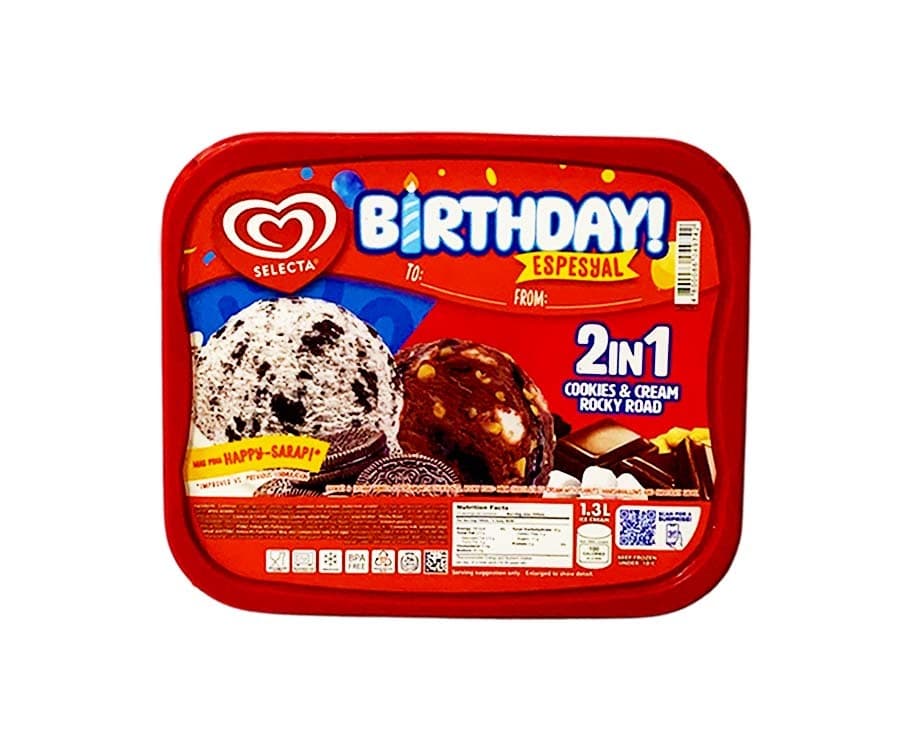 Selecta Birthday Espesyal 2-in-1 Cookies & Cream Rocky Road 1.3L