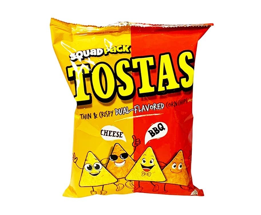 Tostas Squad Pack Thin & Crispy Dual-Flavored Corn Chips Cheese + BBQ 100g