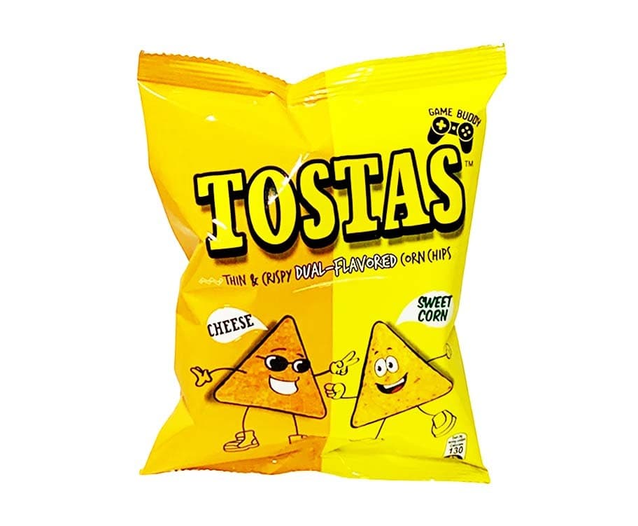 Tostas Thin & Crispy Dual-Flavored Corn Chips Cheese + Sweet Corn Flavored 48g