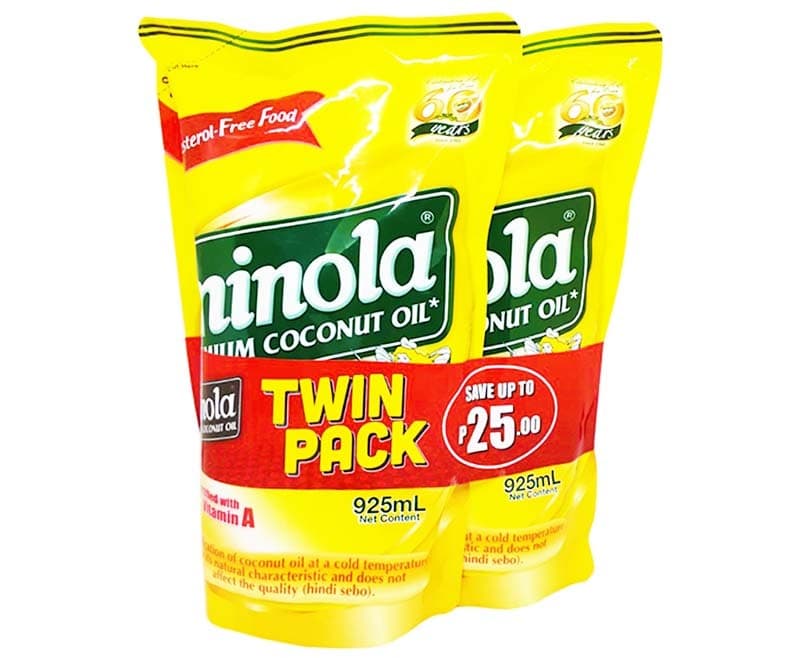 Minola Premium Coconut Oil Lauric Oil Twin Pack Refill (2 Packs x 925mL)