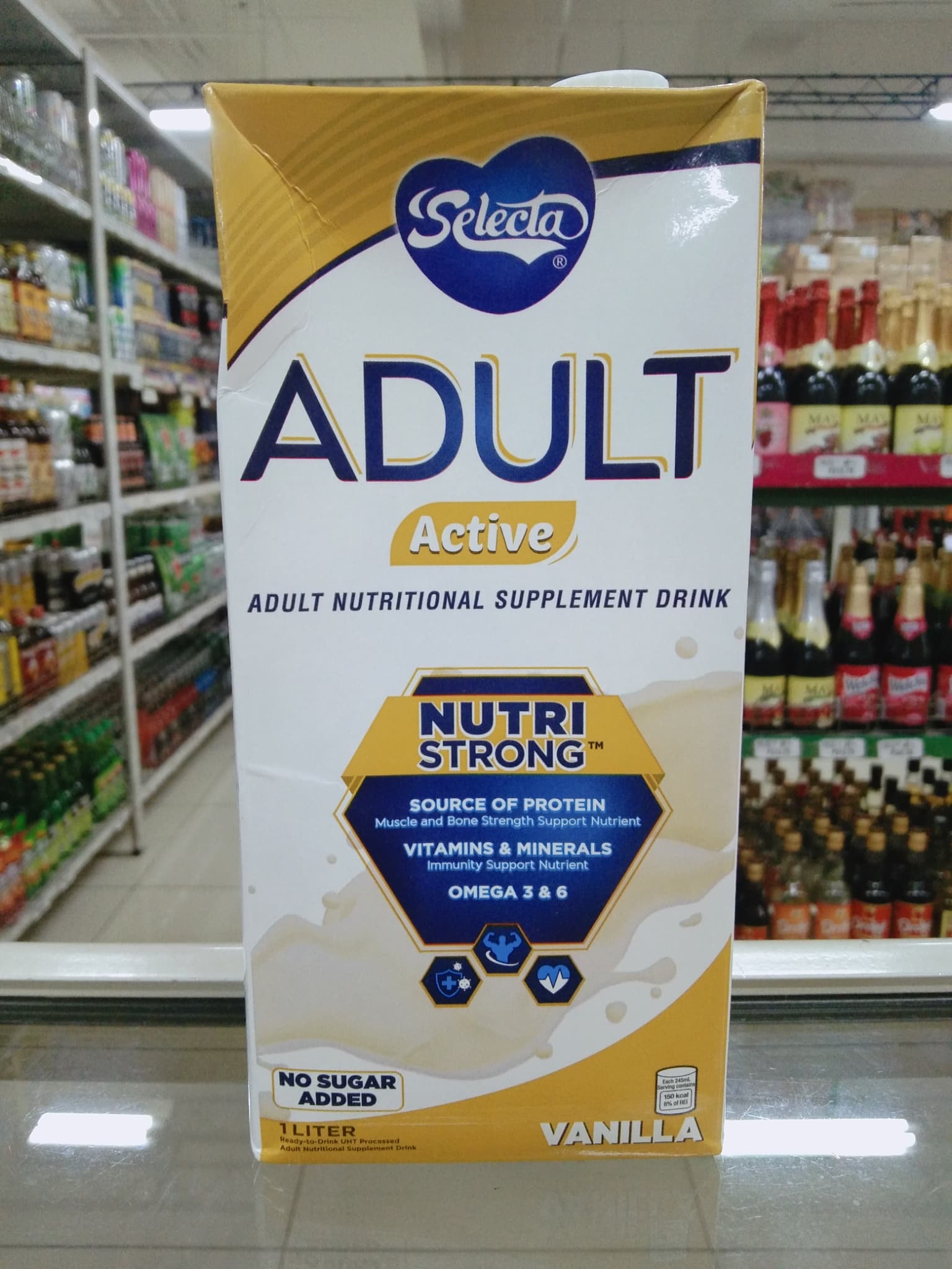 Selecta Adult Active Adult Nutritional Supplement Drink Nutri Strong No Sugar Added Vanilla Flavor 1L