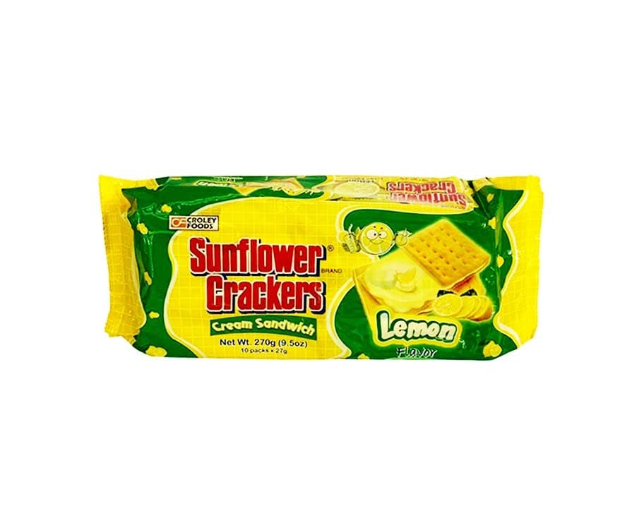 Croley Foods Sunflower Crackers Cream Sandwich Lemon (10 Packs x 27gx) 270g