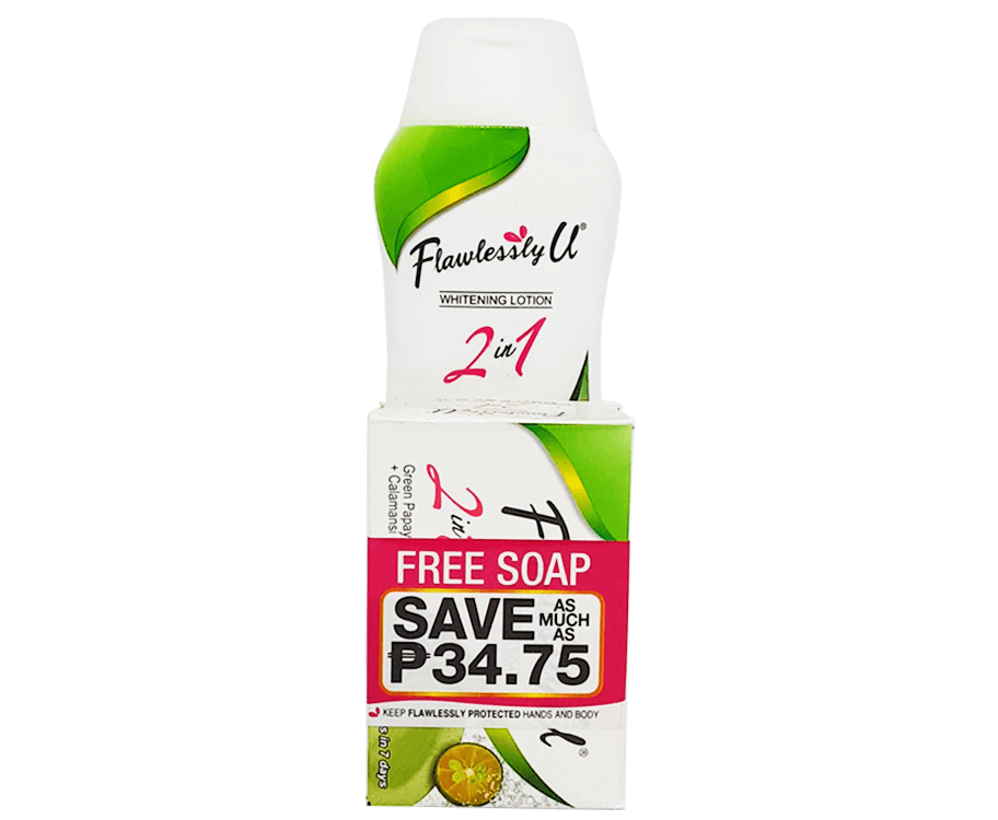 Flawlessly U 2-in-1 Green Papaya + Calamansi Whitening Lotion 200mL & Bar Soap 90g