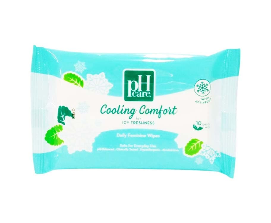 pH Cooling Comfort For Icy Freshness Daily Feminine Wipes 10 Gentle Wipes
