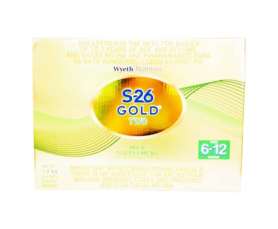 Wyeth Nutrition S-26 Gold Two Milk Supplement From 6-12 Months (4 Packs x 450g) 1.8kg