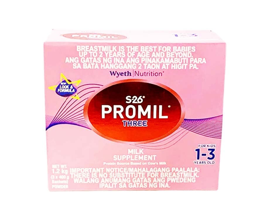 Wyeth Nutrition S-26 Promil Three Milk Supplement For Kids 1-3 Years Old (3 Packs x 400g) 1.2kg