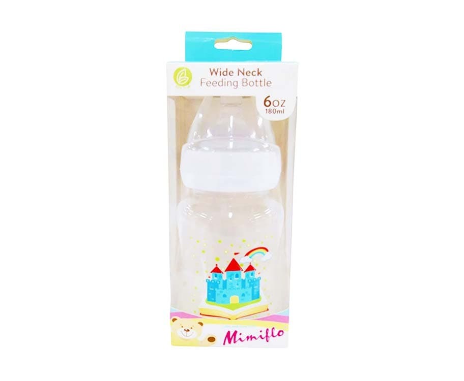MimiFlo Wide Neck Feeding Bottle 6oz 180ml FairytalePurple Horse