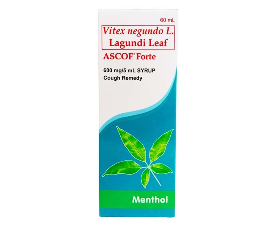 Ascof Forte Lagundi Leaf Menthol 600mg/ 5mL Cough Remedy Syrup Menthol 60mL