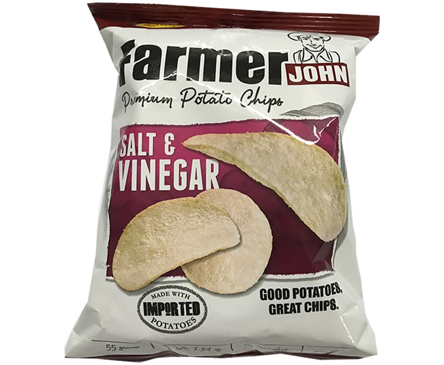 Leslie's Farmer John Premium Potato Chips Salt & Vinegar 55g