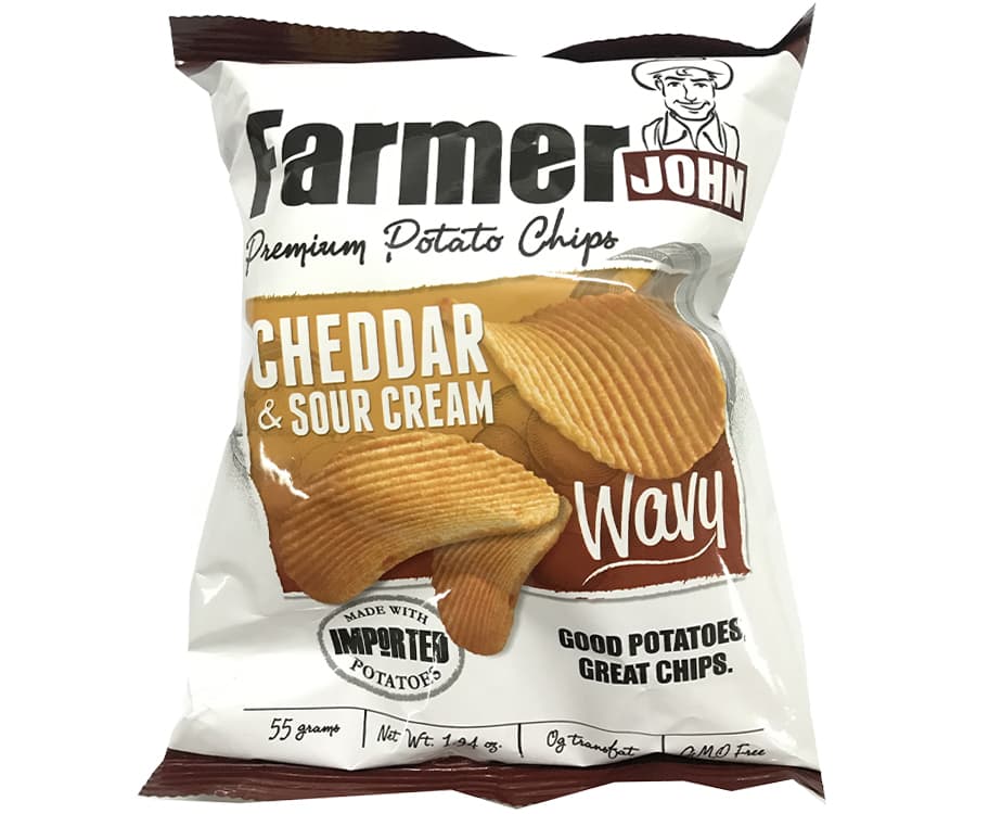 Leslie's Farmer John Premium Potato Chips Cheddar & Sour Cream Wavy 55g