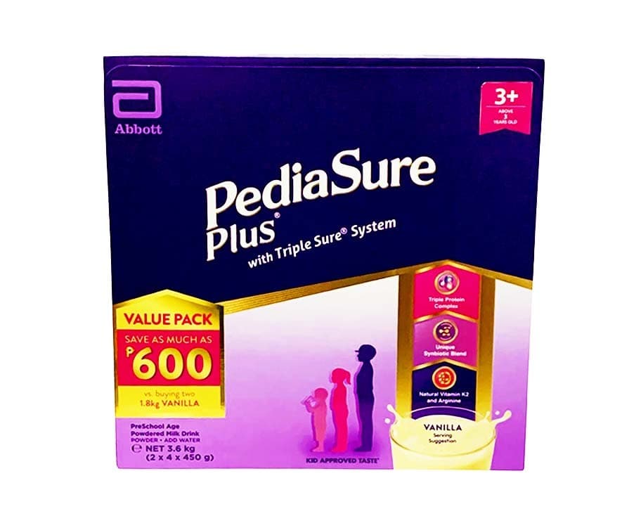 Abbott PediaSure Plus with Triple Sure System 3+ Above Years Old Pre-School Age Powdered Milk Drink Vanilla Flavor (2 x 4 x 450g) 3.6kg