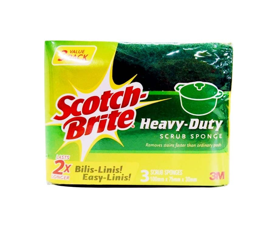 Scotch-Brite Heavy-Duty Scrub Sponge Value Pack 3 Scrub Sponges 100mm x 75mm x 30mm