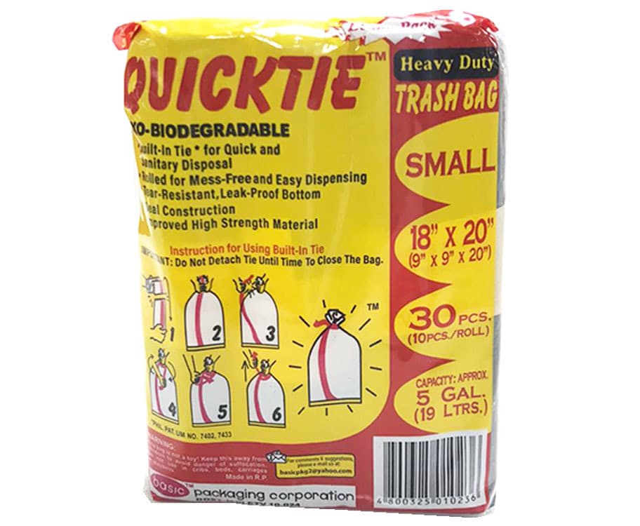 Quicktie Heavy Duty Trash Bag Econo Pack Small 18" x 20" (9" x 9" x 20") 30pcs
